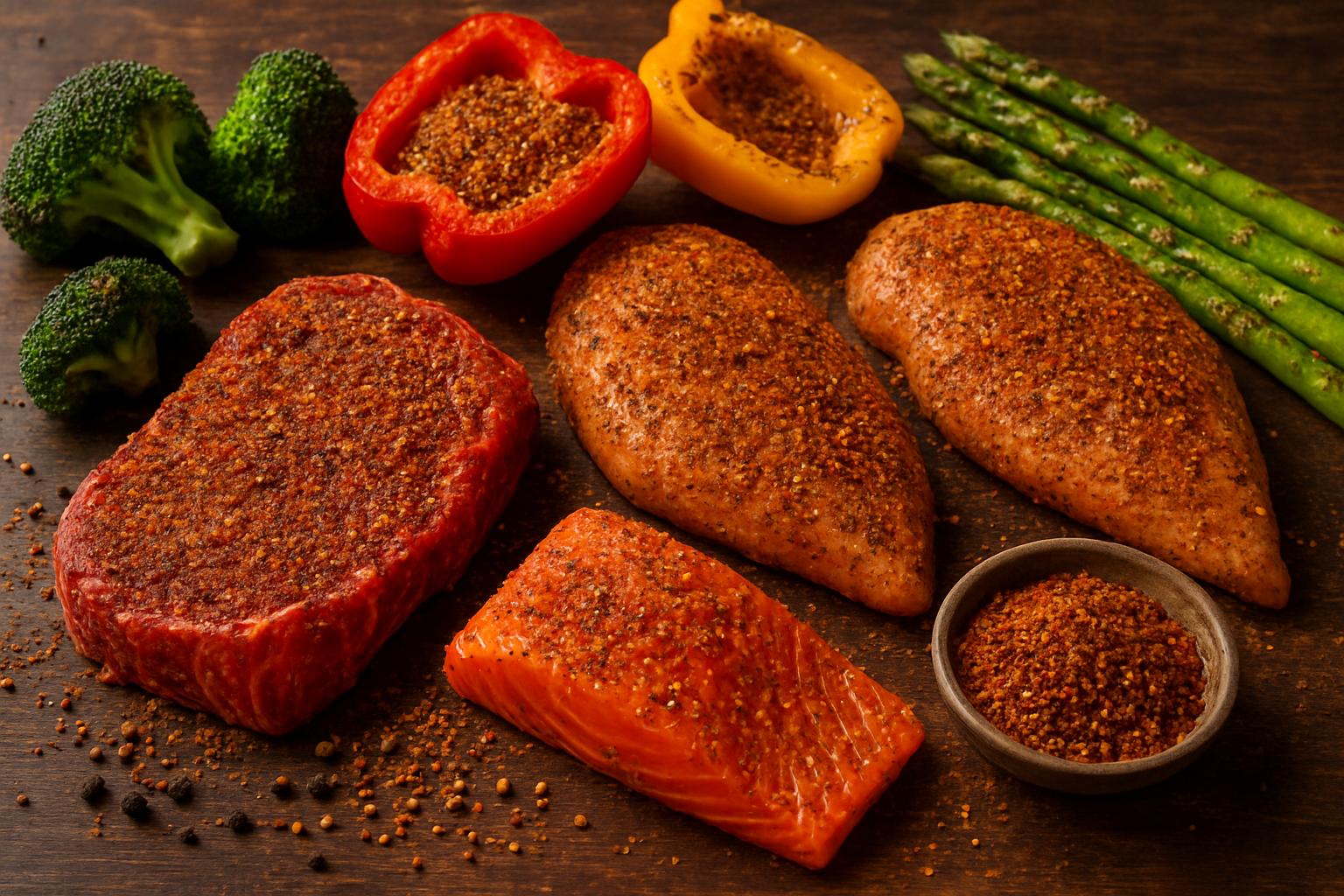 exotic rubs. Applying rubs: proteins, vegetables, and beyond