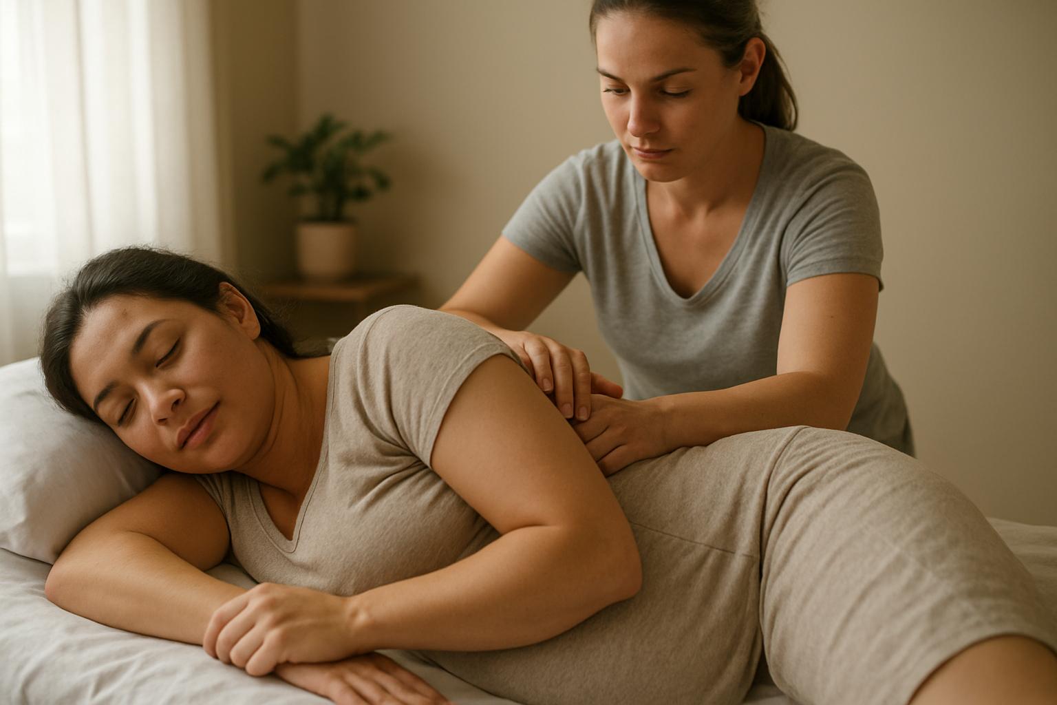 massage woman. Special considerations: pregnancy, chronic pain, and trauma